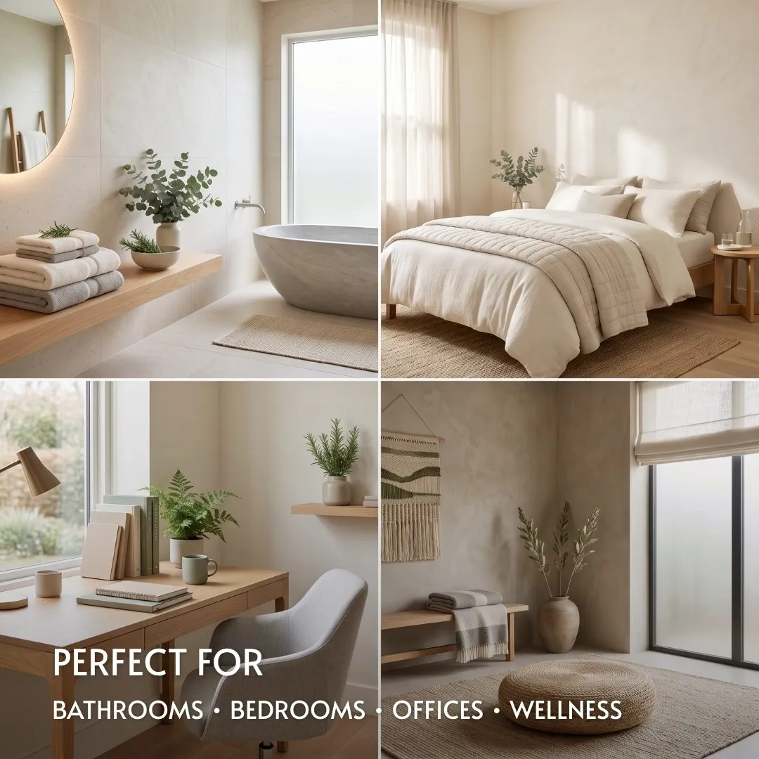 PERFECT FOR Bathrooms • Bedrooms • Offices • Wellness Spaces